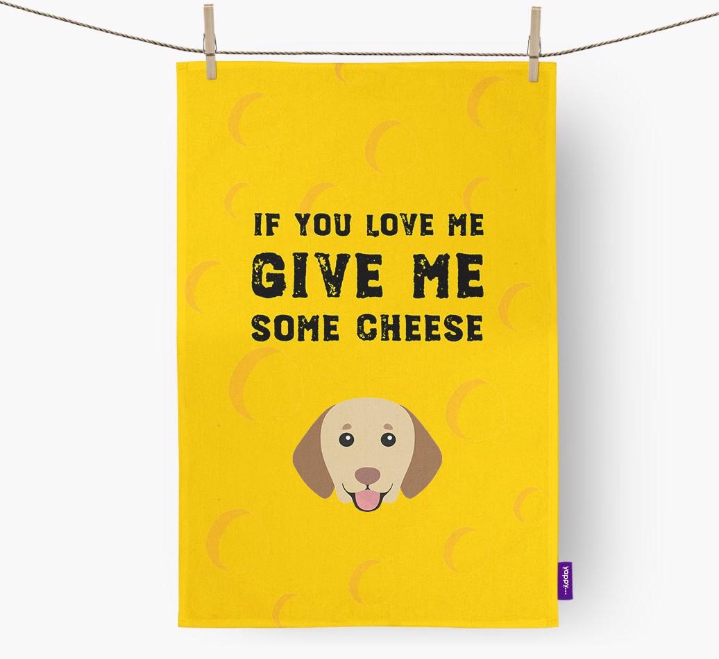 'Give Me Some Cheese' Dish Towel with {breedFullName} Icon