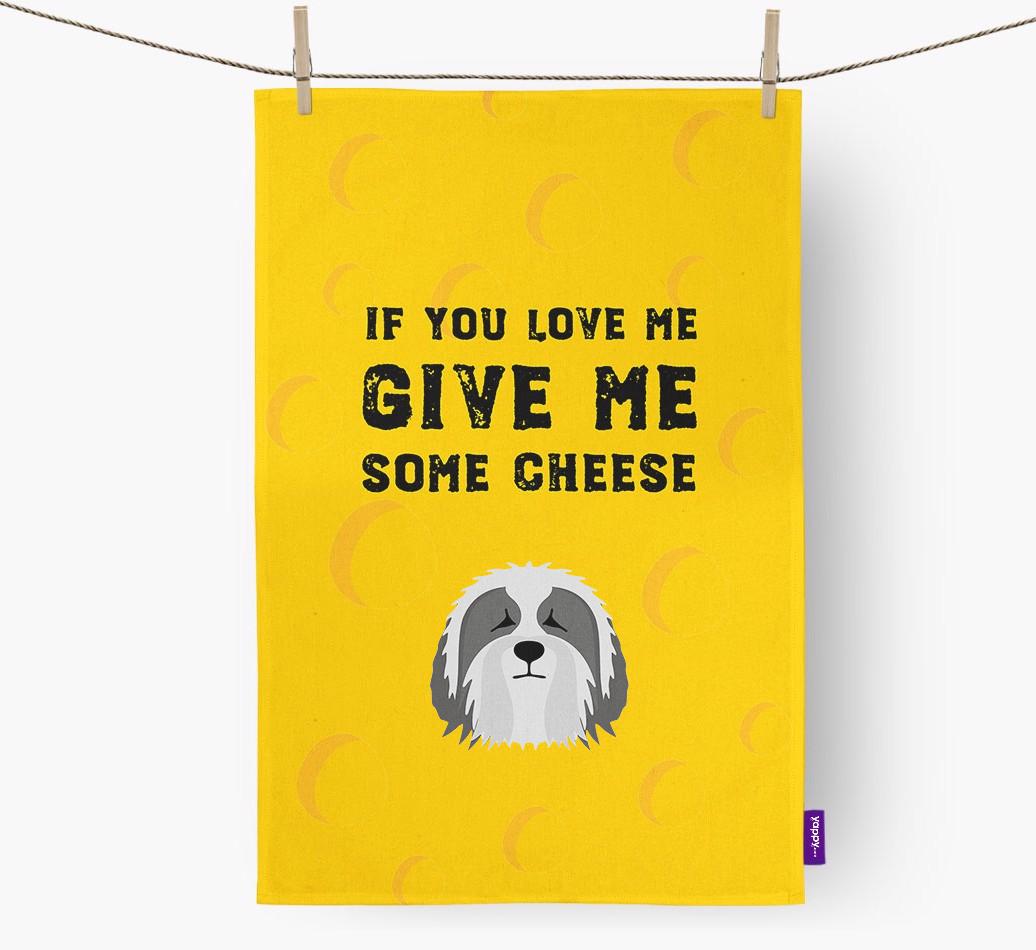 'Give Me Some Cheese' Dish Towel with {breedFullName} Icon