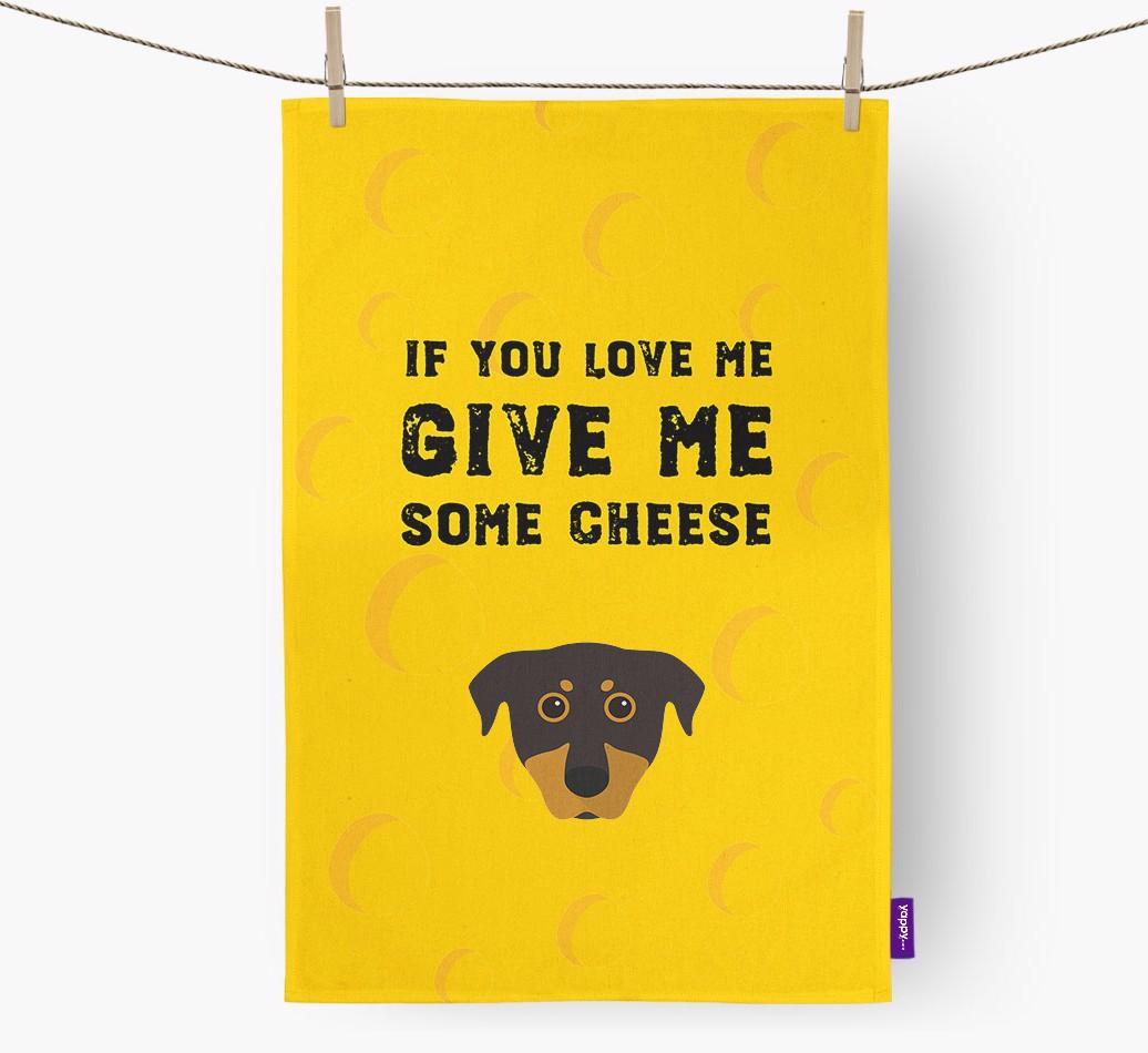 'Give Me Some Cheese' Dish Towel with {breedFullName} Icon