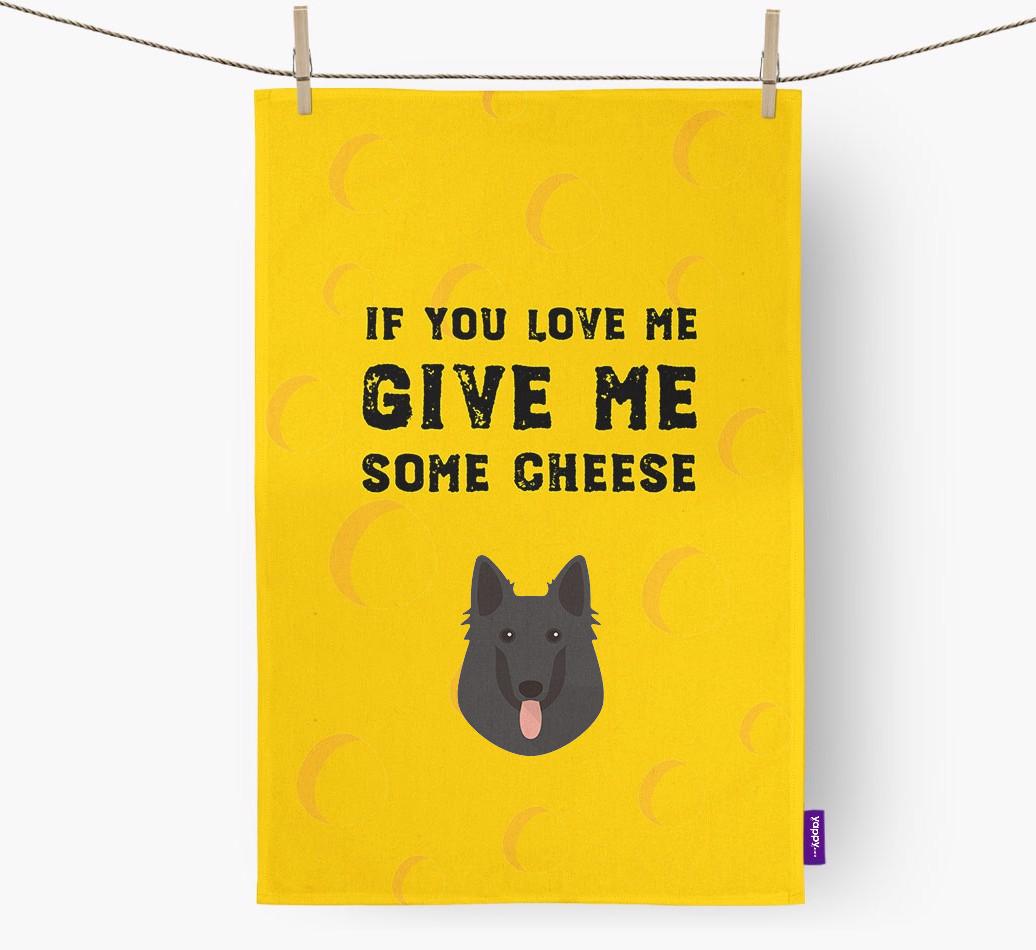 'Give Me Some Cheese' Dish Towel with {breedFullName} Icon