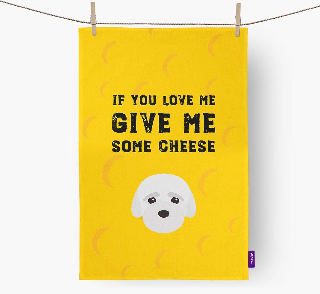 'Give Me Some Cheese' Dish Towel with {breedFullName} Icon