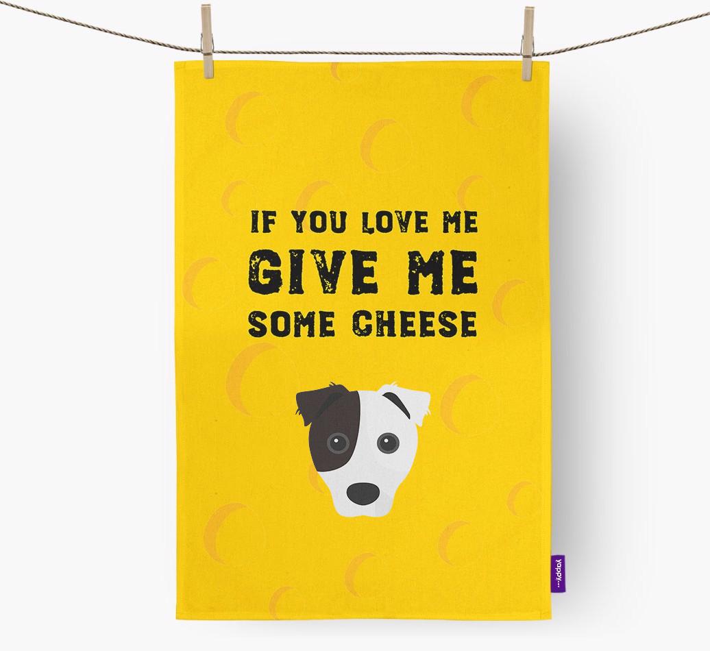 'Give Me Some Cheese' Dish Towel with {breedFullName} Icon