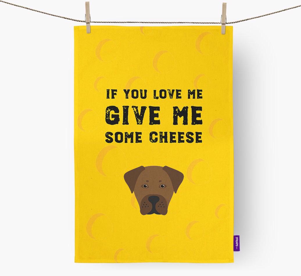 'Give Me Some Cheese' Dish Towel with {breedFullName} Icon