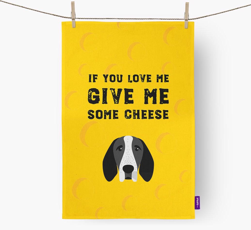 'Give Me Some Cheese' Dish Towel with {breedFullName} Icon