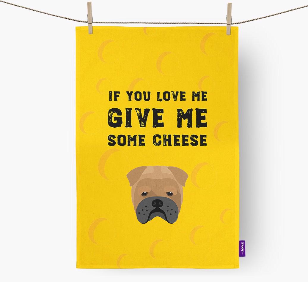 'Give Me Some Cheese' Dish Towel with {breedFullName} Icon