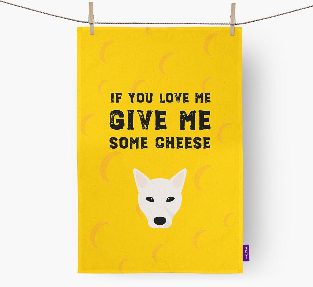 'Give Me Some Cheese' Dish Towel with {breedFullName} Icon