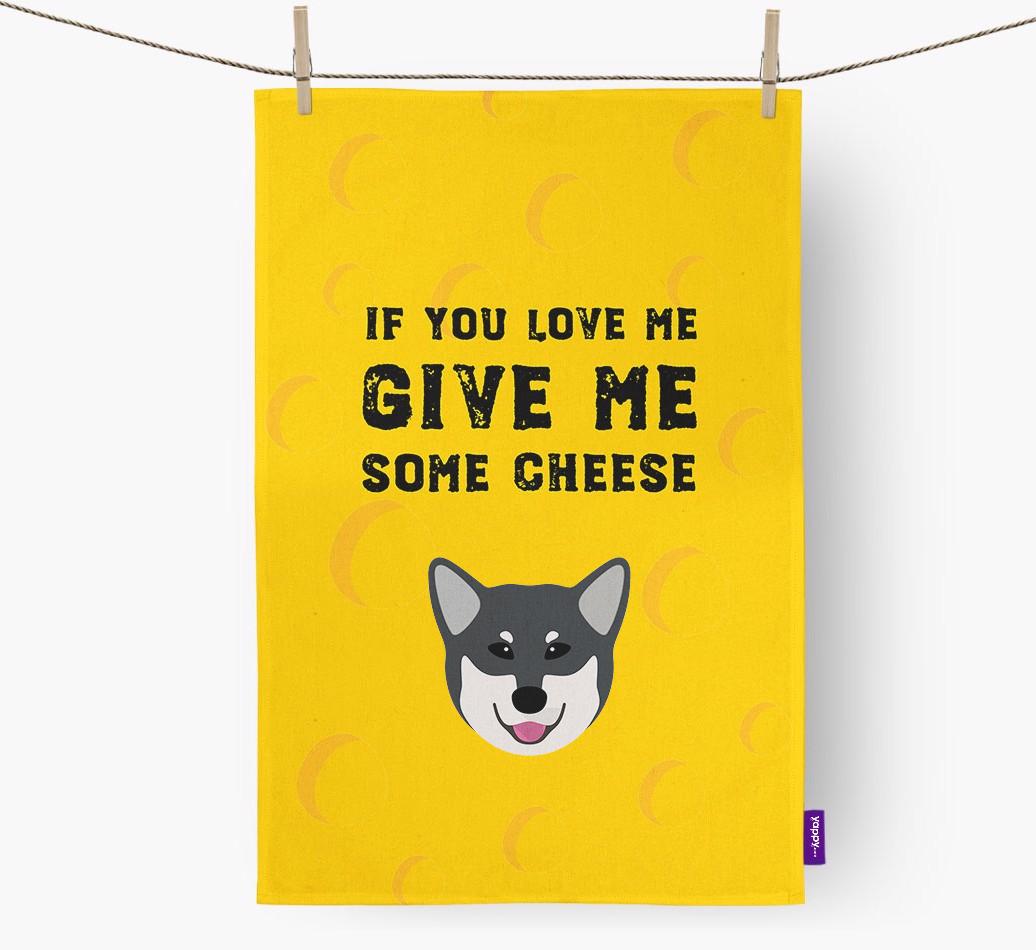 'Give Me Some Cheese' Dish Towel with {breedFullName} Icon