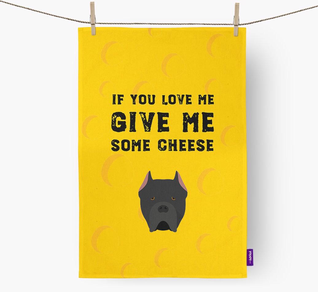'Give Me Some Cheese' Dish Towel with {breedFullName} Icon
