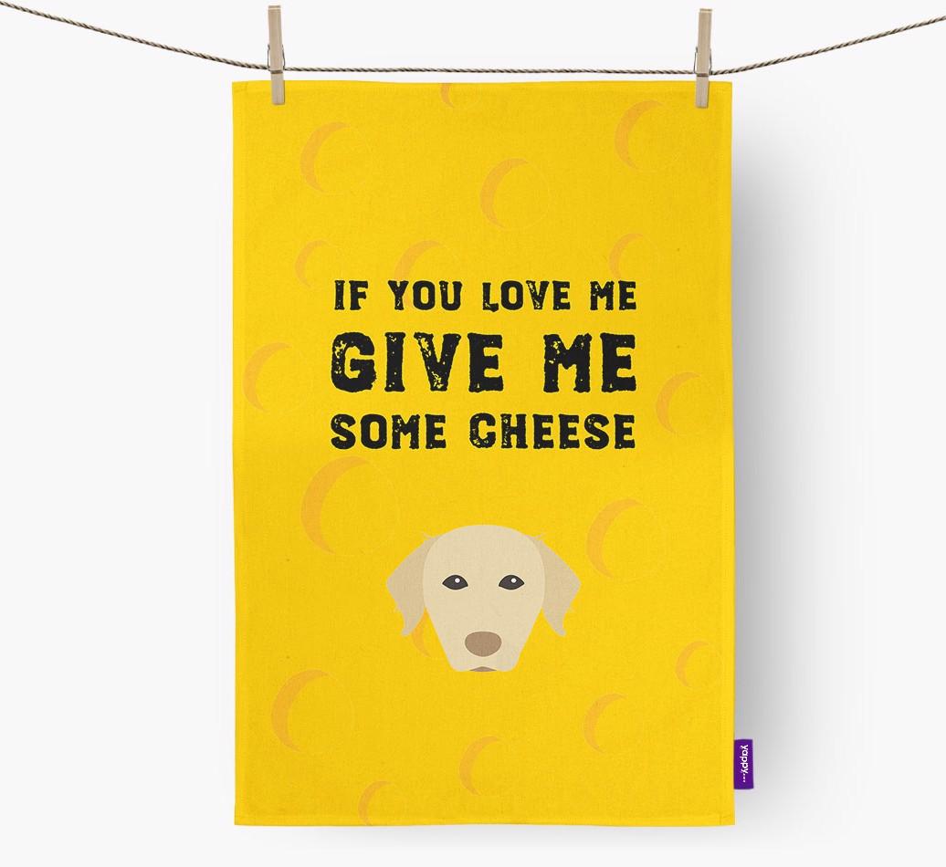 'Give Me Some Cheese' Dish Towel with {breedFullName} Icon