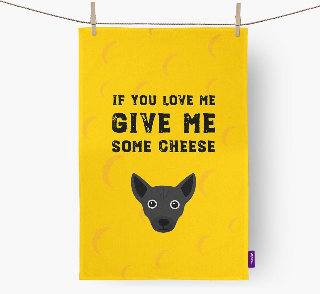'Give Me Some Cheese' Dish Towel with {breedFullName} Icon