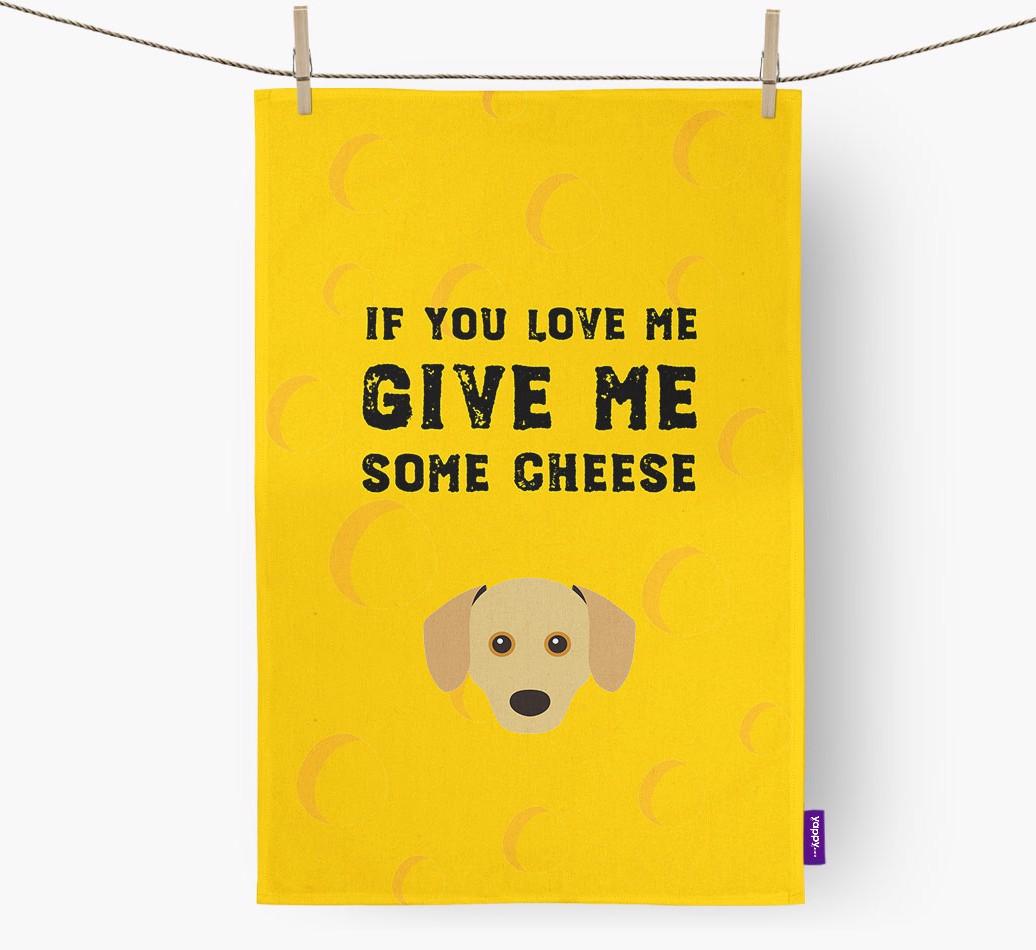 'Give Me Some Cheese' Dish Towel with {breedFullName} Icon
