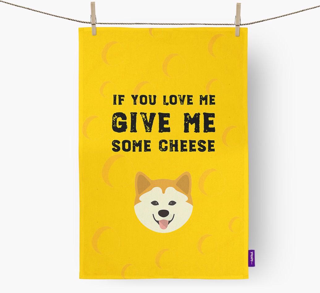 'Give Me Some Cheese' Dish Towel with {breedFullName} Icon