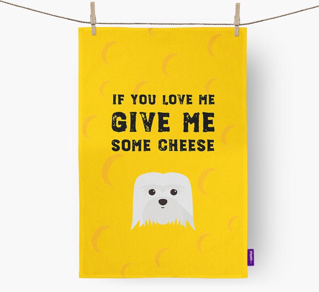 'Give Me Some Cheese' Dish Towel with {breedFullName} Icon