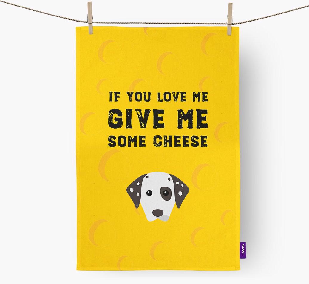 'Give Me Some Cheese' Dish Towel with {breedFullName} Icon
