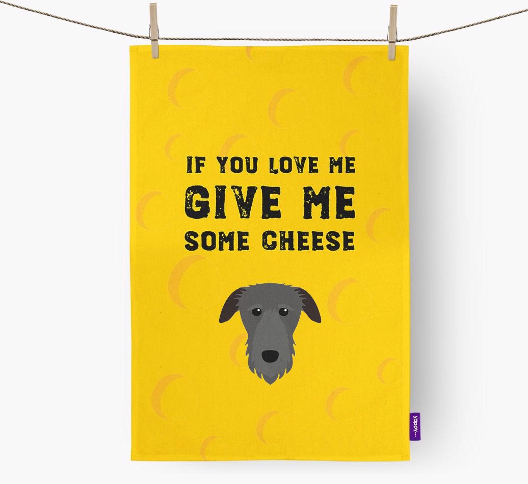 'Give Me Some Cheese' Dish Towel with {breedFullName} Icon