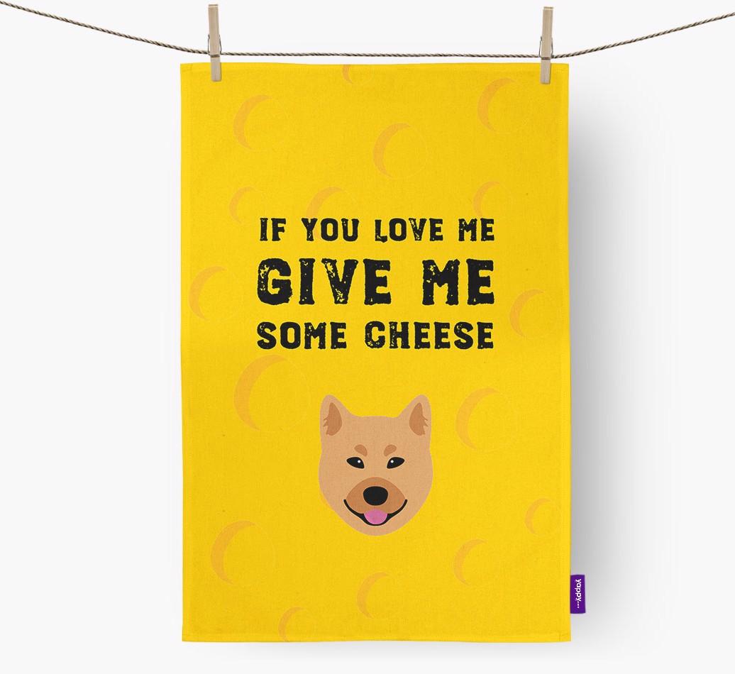 'Give Me Some Cheese' Dish Towel with {breedFullName} Icon