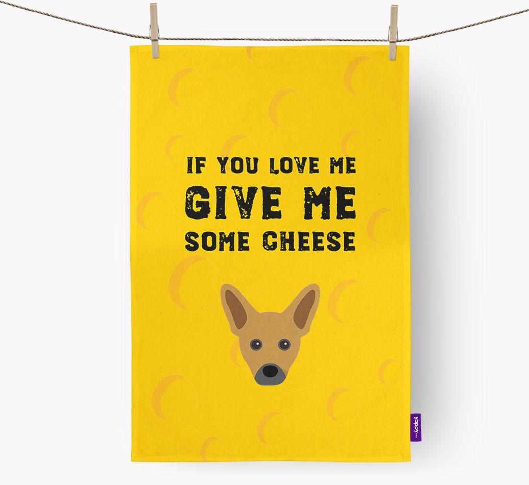 'Give Me Some Cheese' Dish Towel with {breedFullName} Icon