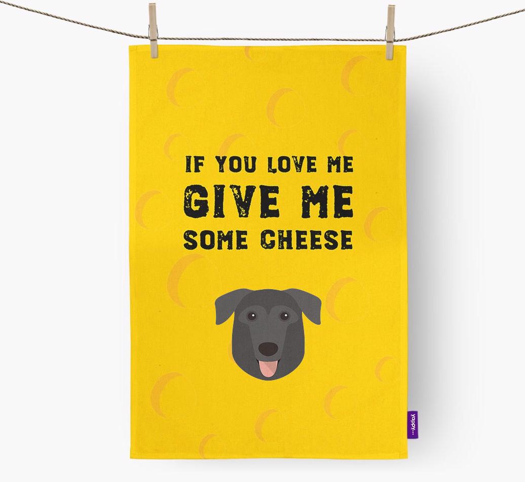 'Give Me Some Cheese' Dish Towel with {breedFullName} Icon