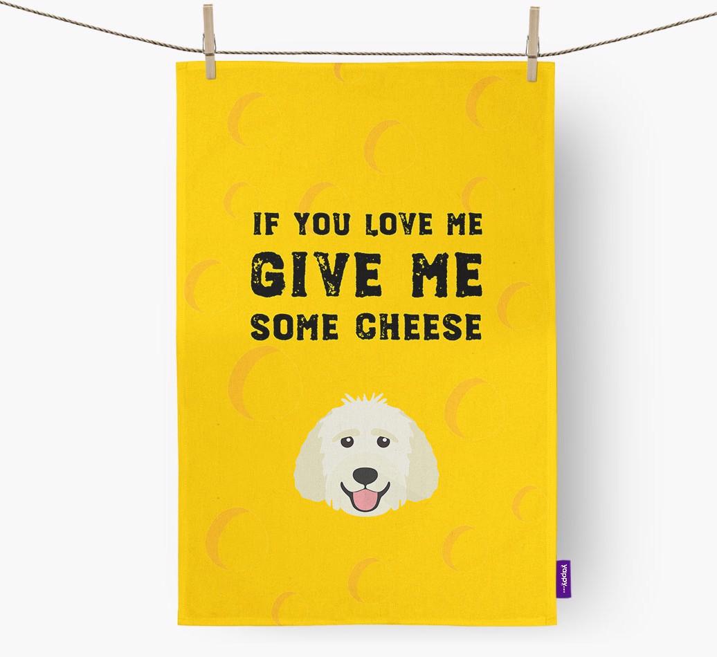 'Give Me Some Cheese' Dish Towel with {breedFullName} Icon