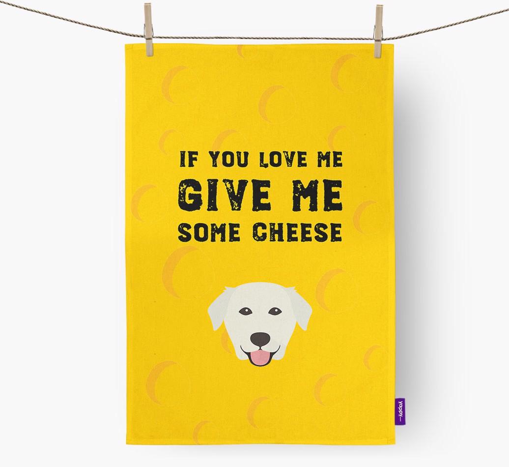'Give Me Some Cheese' Dish Towel with {breedFullName} Icon