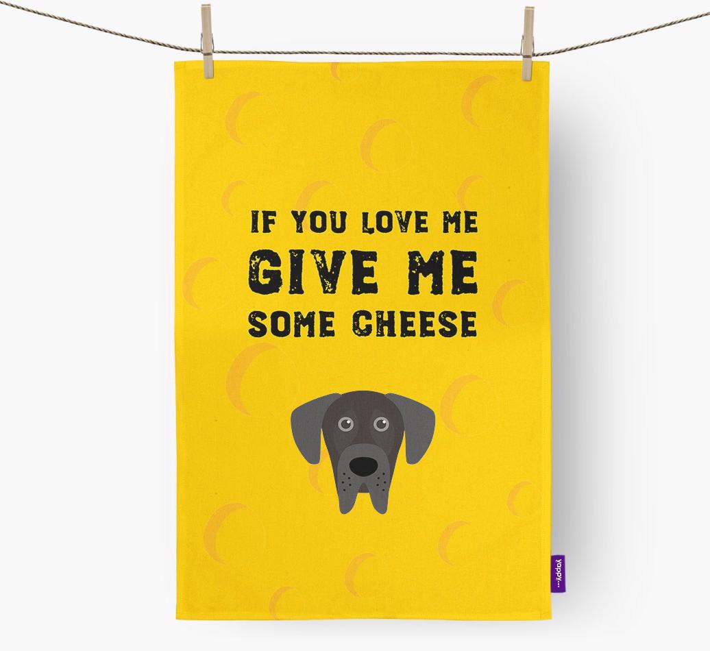 'Give Me Some Cheese' Dish Towel with {breedFullName} Icon