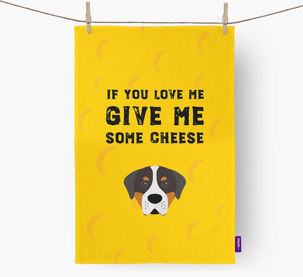 'Give Me Some Cheese' Dish Towel with {breedFullName} Icon