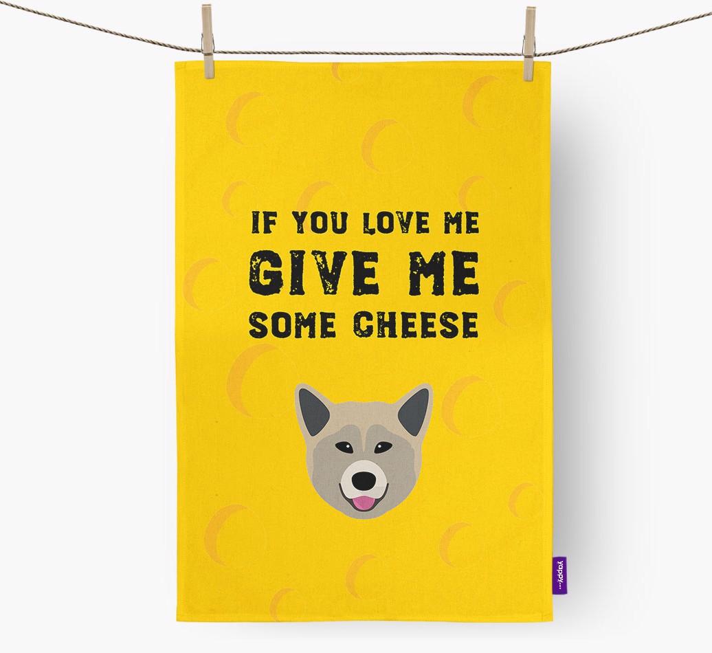 'Give Me Some Cheese' Dish Towel with {breedFullName} Icon