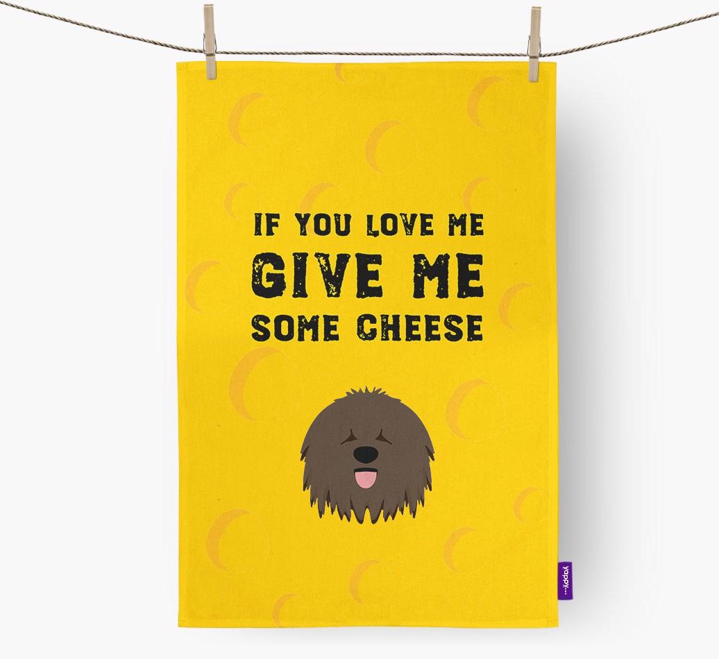 'Give Me Some Cheese' Dish Towel with {breedFullName} Icon