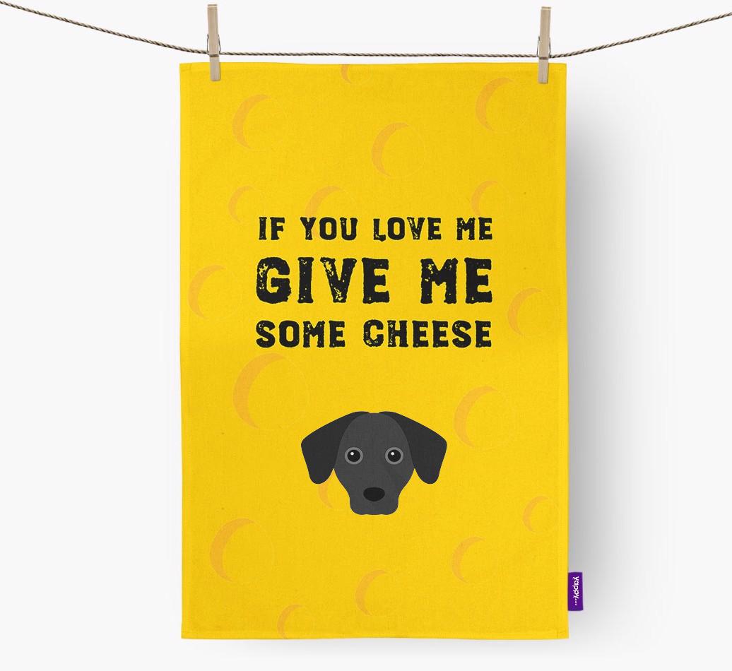 'Give Me Some Cheese' Dish Towel with {breedFullName} Icon