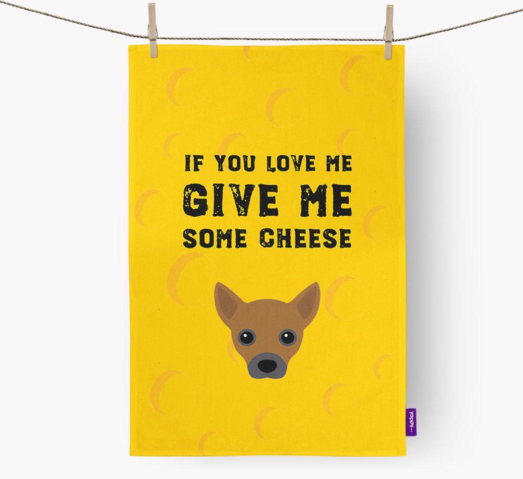 'Give Me Some Cheese' Tea Towel with {breedFullName} Icon