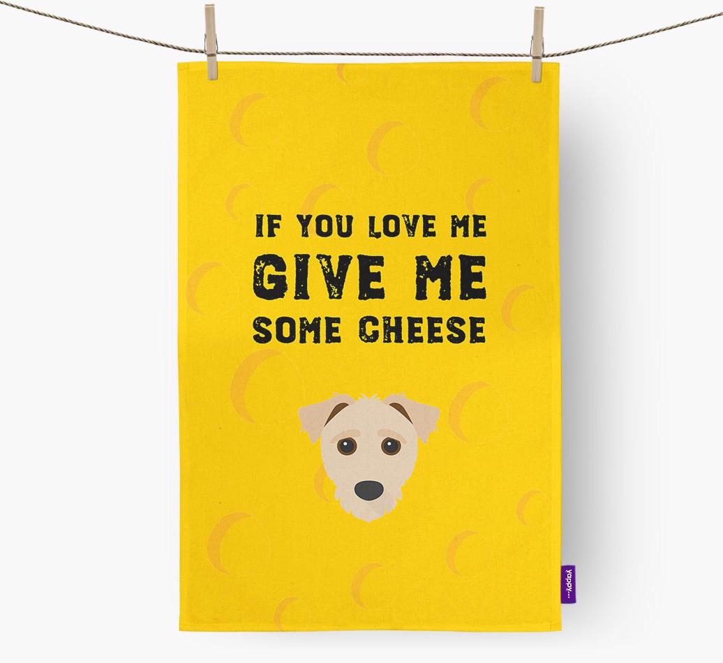 'Give Me Some Cheese' Dish Towel with {breedFullName} Icon
