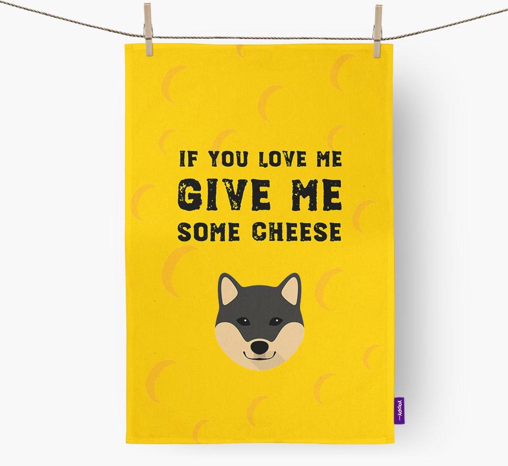 'Give Me Some Cheese' Dish Towel with {breedFullName} Icon