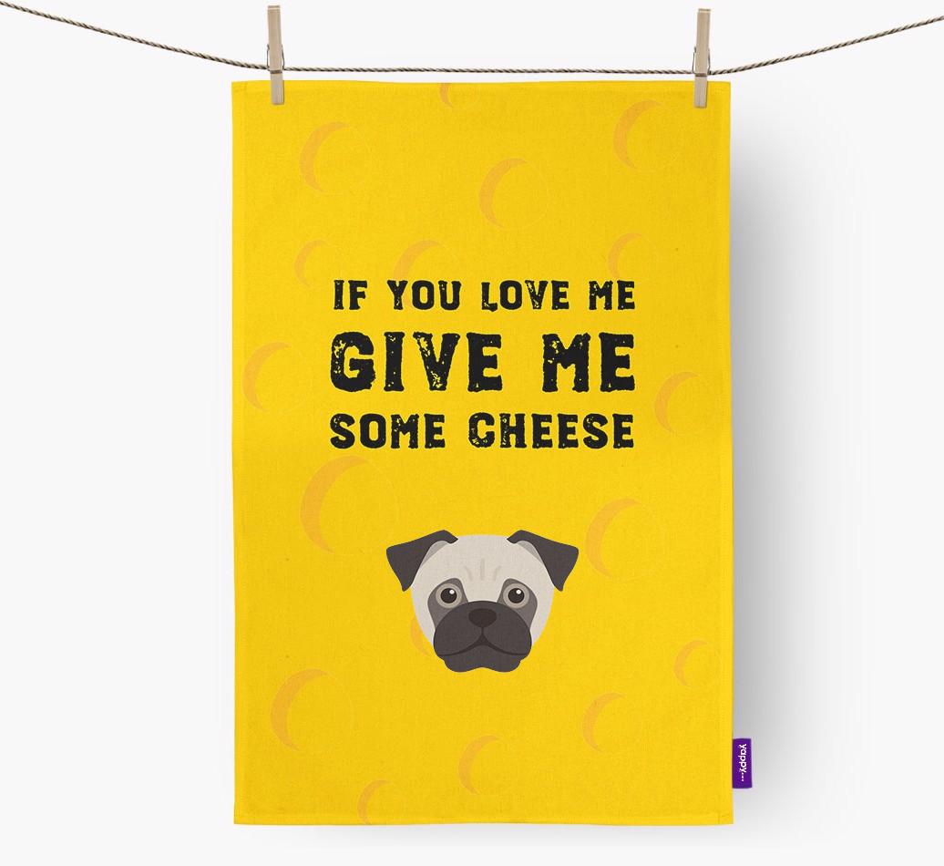 'Give Me Some Cheese' Dish Towel with {breedFullName} Icon