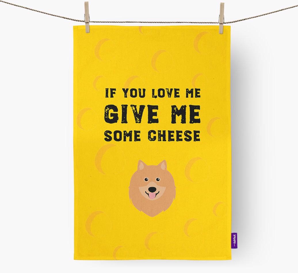 'Give Me Some Cheese' Dish Towel with {breedFullName} Icon
