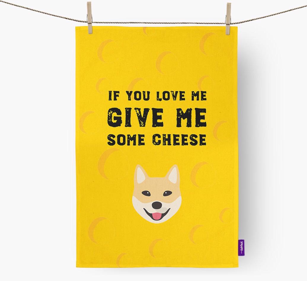 'Give Me Some Cheese' Dish Towel with {breedFullName} Icon