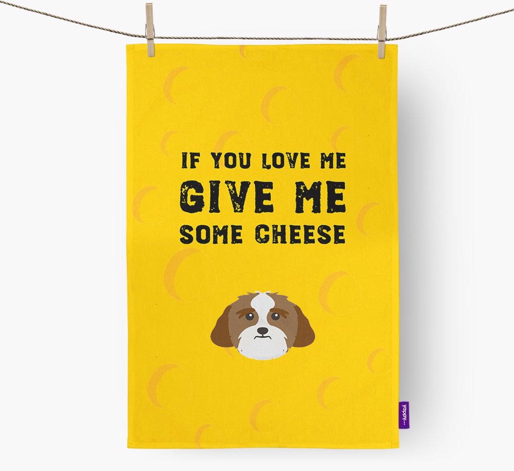 'Give Me Some Cheese' Dish Towel with {breedFullName} Icon