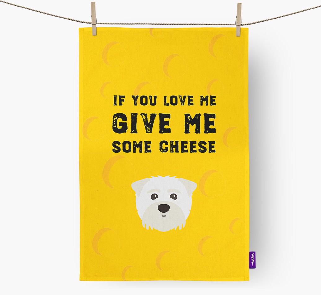 'Give Me Some Cheese' Dish Towel with {breedFullName} Icon