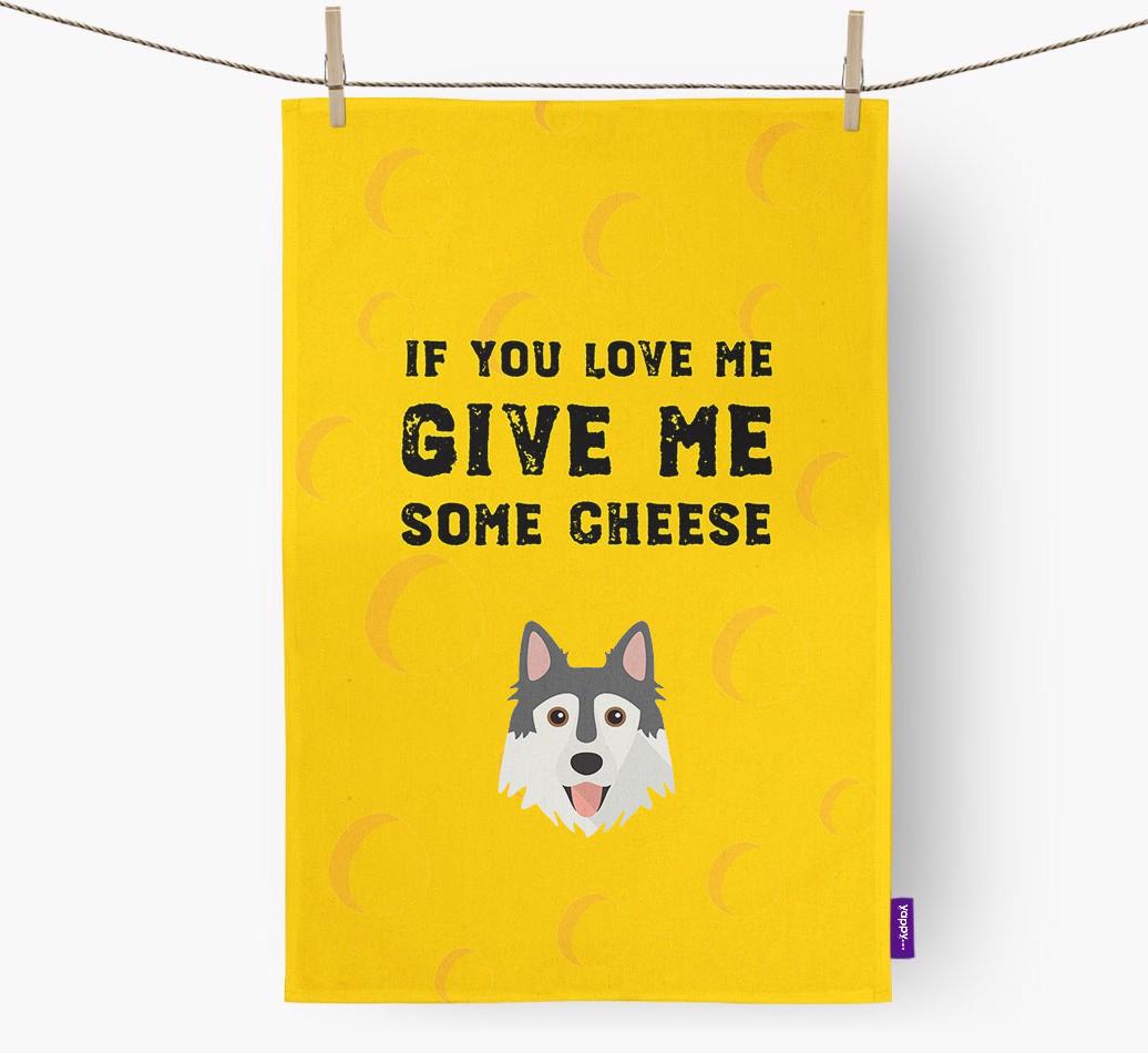 'Give Me Some Cheese' Dish Towel with {breedFullName} Icon