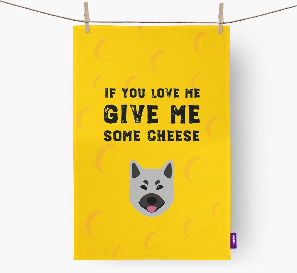 'Give Me Some Cheese' Dish Towel with {breedFullName} Icon