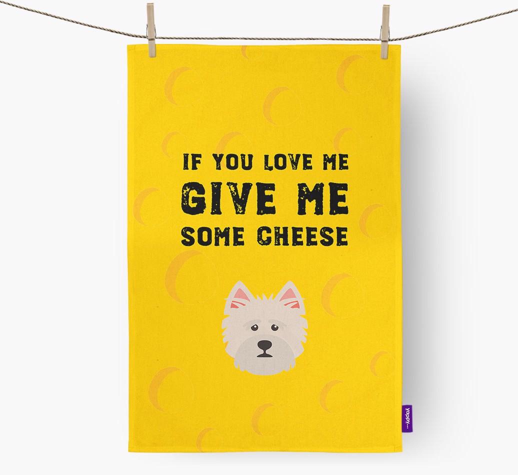 'Give Me Some Cheese' Dish Towel with {breedFullName} Icon