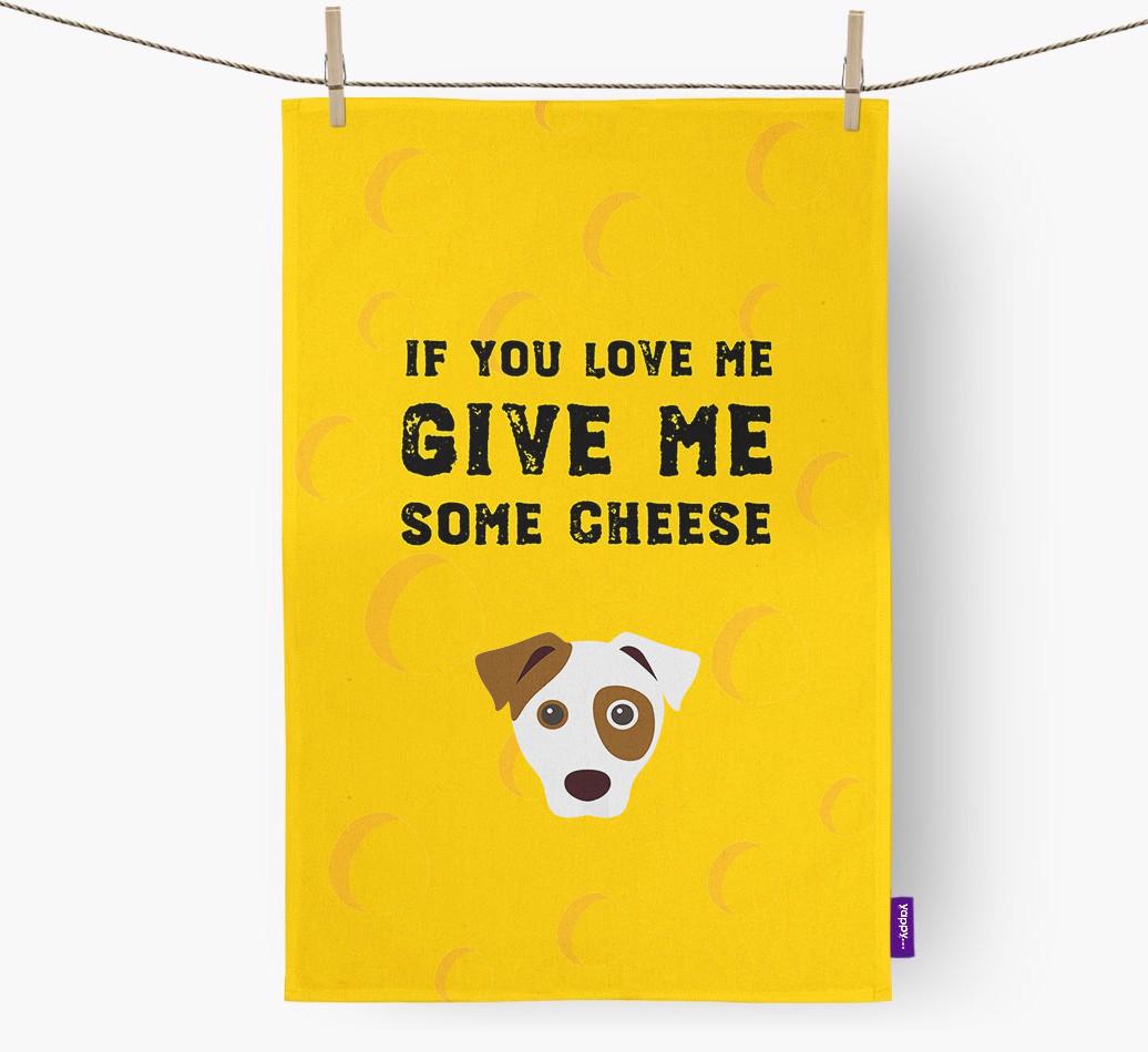 'Give Me Some Cheese' Dish Towel with {breedFullName} Icon