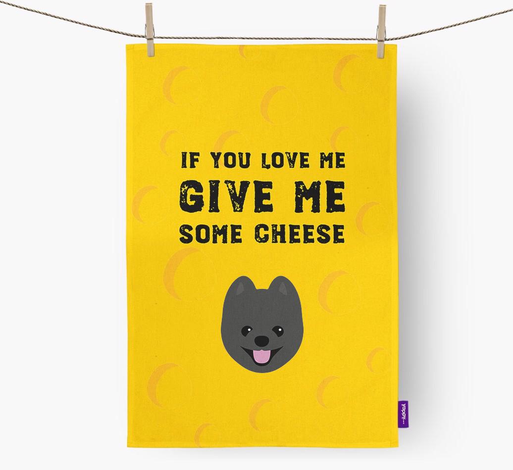 'Give Me Some Cheese' Dish Towel with {breedFullName} Icon