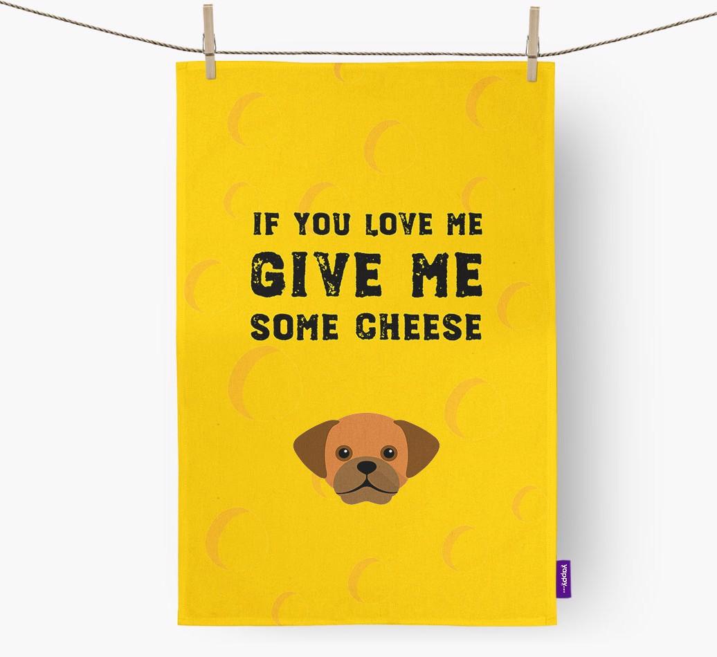 'Give Me Some Cheese' Dish Towel with {breedFullName} Icon