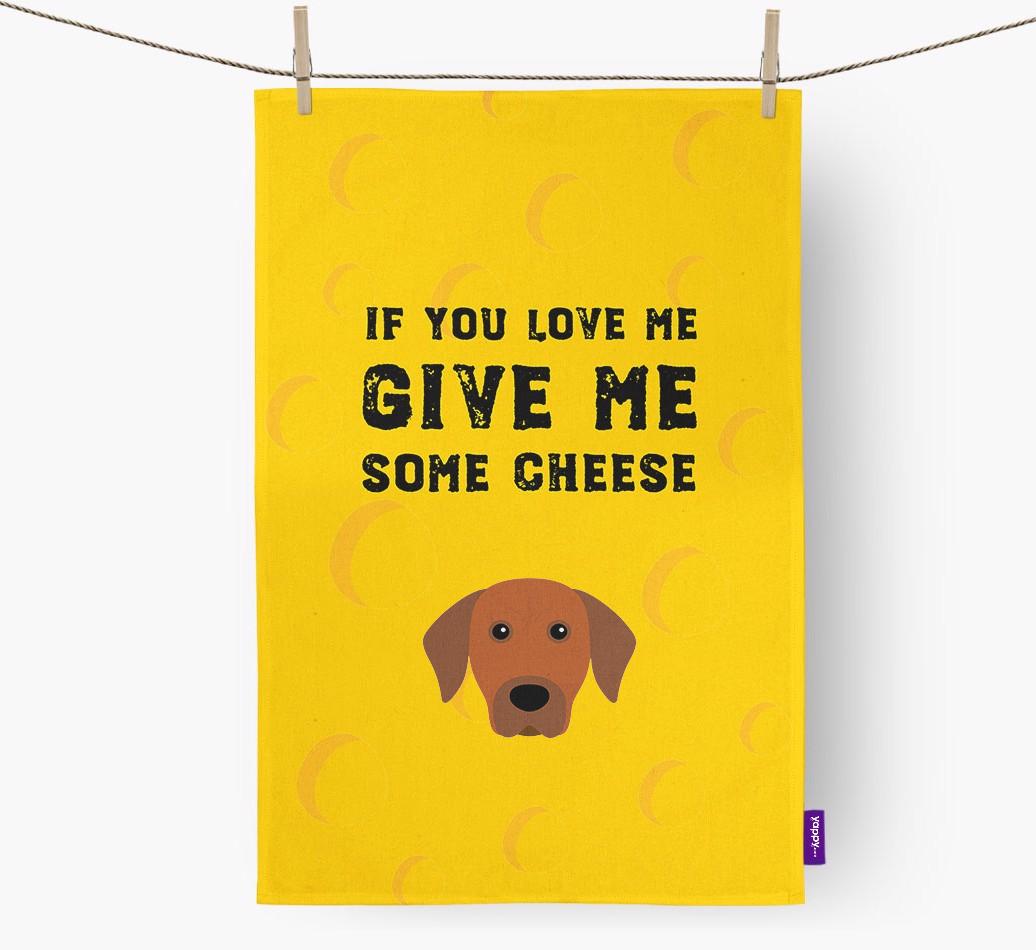 'Give Me Some Cheese' Dish Towel with {breedFullName} Icon