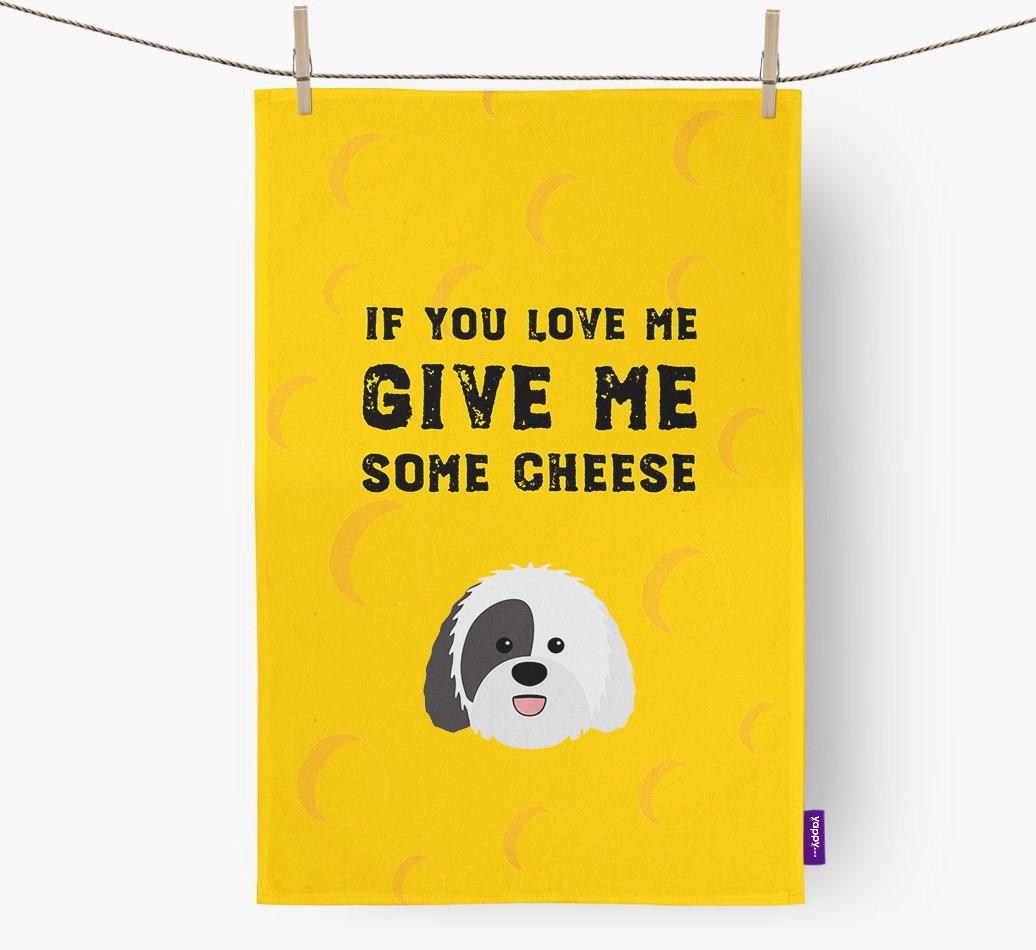 'Give Me Some Cheese' Dish Towel with {breedFullName} Icon