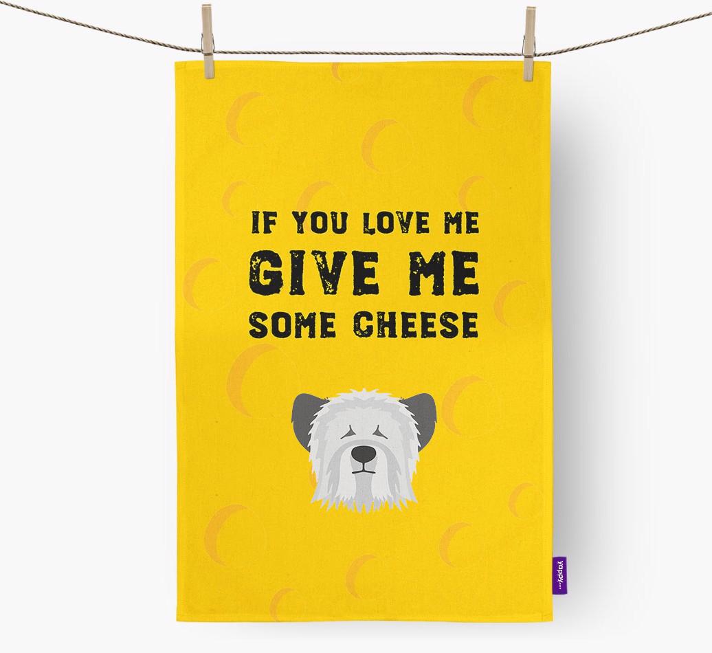 'Give Me Some Cheese' Dish Towel with {breedFullName} Icon