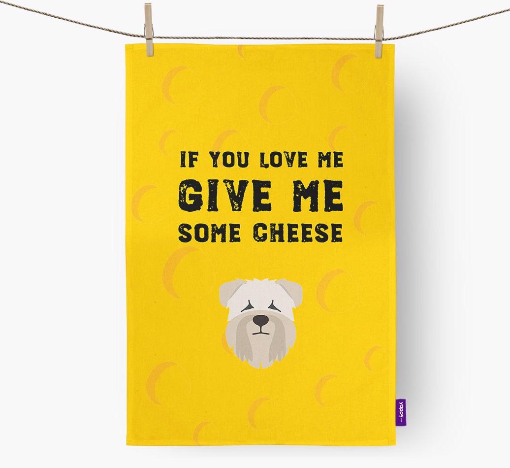 'Give Me Some Cheese' Dish Towel with {breedFullName} Icon
