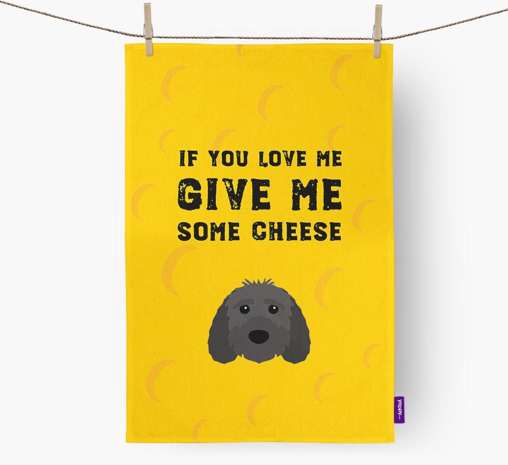 'Give Me Some Cheese' Dish Towel with {breedFullName} Icon