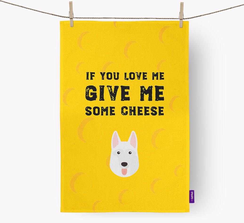 'Give Me Some Cheese' Dish Towel with {breedFullName} Icon