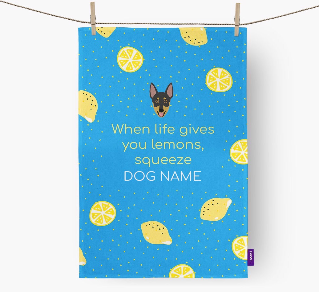Personalised 'When Life Gives You Lemons' Tea Towel with {breedFullName} Icon